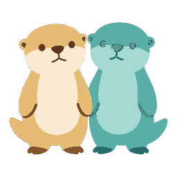 水地比（すいちひ）のキャラクター（手をつないで浮かぶ二匹のカワウソ）