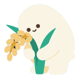 地山謙（ちざんけん）のキャラクター（深くおじぎをする稲穂）