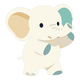雷地豫（らいちよ）のキャラクター（楽しげに踊る子ゾウ）