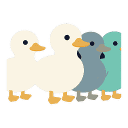 沢雷随（たくらいずい）のキャラクター（親のあとをついていくカルガモのひな）