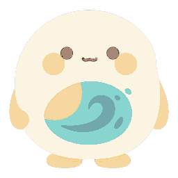 坎為水（かんいすい）のキャラクター（おなかに渦のある水の子）