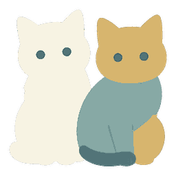 火沢睽（かたくけい）のキャラクター（背中合わせの二匹の子猫）