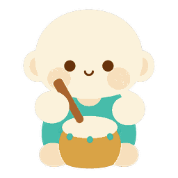 震為雷（しんいらい）のキャラクター（小さな太鼓をたたく雷の子）