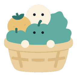 雷火豊（らいかほう）のキャラクター（山盛りのくだものかご）