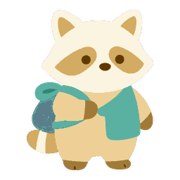 火山旅（かざんりょ）のキャラクター（ふろしきを背負ったタヌキ）