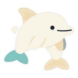兌為沢（だいたく）のキャラクター（水あそびするイルカ）