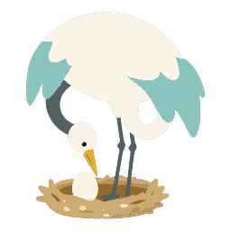 風沢中孚（ふうたくちゅうふ）のキャラクター（卵をあたためる鶴）